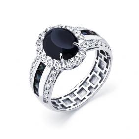 Кольцо из белого золота Мастер Бриллиант 05M1-208953-00-55 с бриллиантом и сапфиром 05M1-208953-00-55 фото