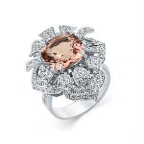 Кольцо из белого золота Мастер Бриллиант 05M1-208956-00-13 с бриллиантом и морганитом 05M1-208956-00-13 фото