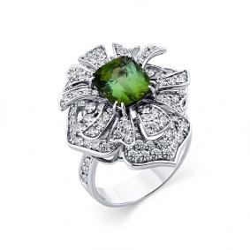 Кольцо из белого золота Мастер Бриллиант 05M1-208956-00-18 с бриллиантом и турмалином 05M1-208956-00-18 фото