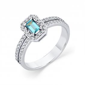 Кольцо из белого золота Мастер Бриллиант 05M1-208960-00-35 с бриллиантом и апатитом 05M1-208960-00-35 фото