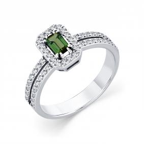 Кольцо из белого золота Мастер Бриллиант 05M1-208960-00-60 с бриллиантом и турмалином 05M1-208960-00-60 фото