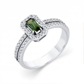Кольцо из белого золота Мастер Бриллиант 05M1-208960-01-18 с бриллиантом и турмалином 05M1-208960-01-18 фото