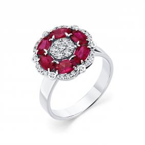Кольцо из белого золота Мастер Бриллиант 05M1-208965-00-03 с бриллиантом и рубином 05M1-208965-00-03 фото