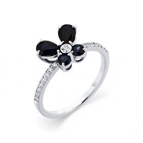 Кольцо из белого золота Мастер Бриллиант 05M1-208968-00-02 с бриллиантом и сапфиром 05M1-208968-00-02 фото