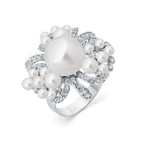 Кольцо из белого золота Мастер Бриллиант 05M1-208983-00-28 с бриллиантом и жемчугом 05M1-208983-00-28 фото