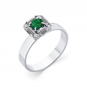 Кольцо из белого золота Мастер Бриллиант 05M1-208984-02-01 с бриллиантом и изумрудом 05M1-208984-02-01 фото
