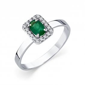 Кольцо из белого золота Мастер Бриллиант 05M1-208985-00-01 с бриллиантом и изумрудом 05M1-208985-00-01 фото
