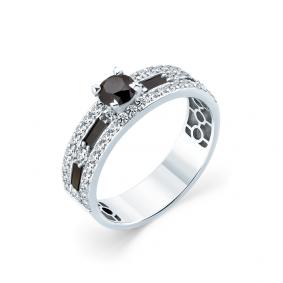 Кольцо из белого золота Мастер Бриллиант 05M1-208991-00-55 с бриллиантом и чёрным бриллиантом 05M1-208991-00-55 фото