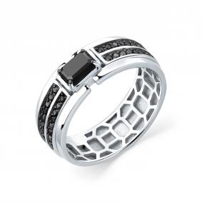 Кольцо из белого золота Мастер Бриллиант 05M1-208999-05-48 с чёрным бриллиантом 05M1-208999-05-48 фото