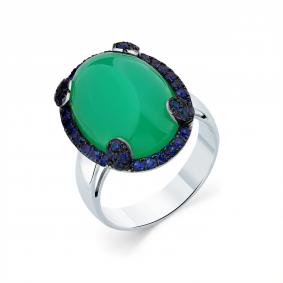 Кольцо из белого золота Мастер Бриллиант 05M1-209010-00-55 с хризопразом и сапфиром 05M1-209010-00-55 фото