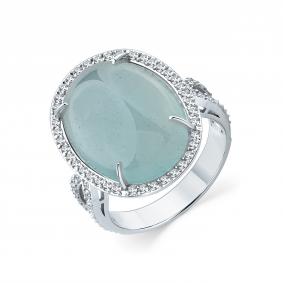Кольцо из белого золота Мастер Бриллиант 05M1-209026-02-40 с бриллиантом и аквамарином 05M1-209026-02-40 фото