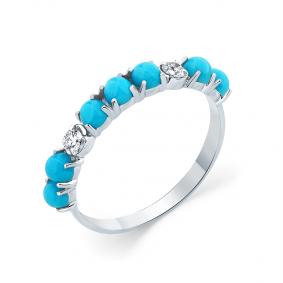 Кольцо из белого золота Мастер Бриллиант 05M1-209046-00-38 с бриллиантом и бирюзой 05M1-209046-00-38 фото