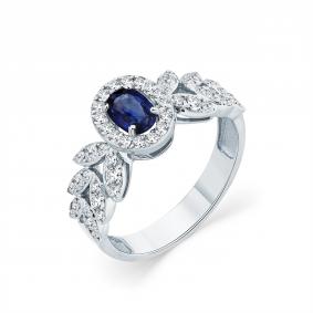 Кольцо из белого золота Мастер Бриллиант 05M1-209056-00-47 с бриллиантом и сапфиром 05M1-209056-00-47 фото