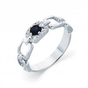 Кольцо из белого золота Мастер Бриллиант 05M1-209058-01-02 с бриллиантом и сапфиром 05M1-209058-01-02 фото