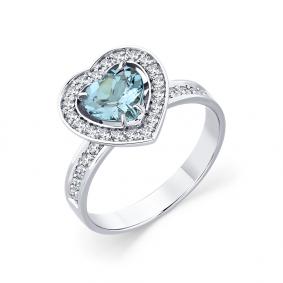 Кольцо из белого золота Мастер Бриллиант 05M1-209072-00-40 с бриллиантом и аквамарином 05M1-209072-00-40 фото
