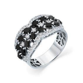 Кольцо из белого золота Мастер Бриллиант 05M1-209128-00-55 с бриллиантом и чёрным бриллиантом 05M1-209128-00-55 фото