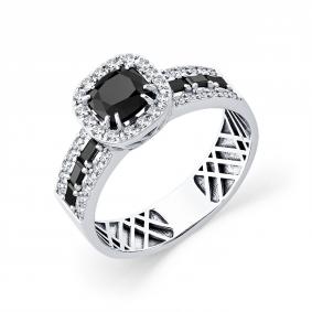 Кольцо из белого золота Мастер Бриллиант 05M1-209129-00-55 с бриллиантом и чёрным бриллиантом 05M1-209129-00-55 фото