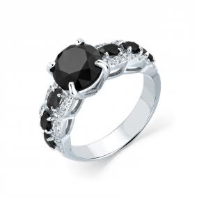 Кольцо из белого золота Мастер Бриллиант 05M1-209133-00-55 с бриллиантом и чёрным бриллиантом 05M1-209133-00-55 фото