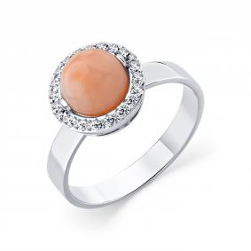 Кольцо из белого золота Мастер Бриллиант 05M1-209190-00-53 с бриллиантом и кораллом 05M1-209190-00-53 фото