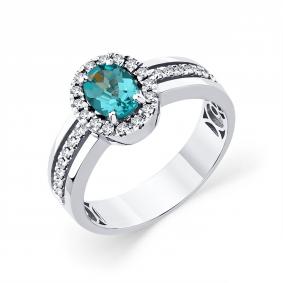 Кольцо из белого золота Мастер Бриллиант 05M1-209192-00-35 с бриллиантом и апатитом 05M1-209192-00-35 фото