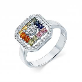 Кольцо из белого золота Мастер Бриллиант 05M1-209322-01-55 с бриллиантом и сапфиром 05M1-209322-01-55 фото