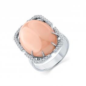 Кольцо из белого золота Мастер Бриллиант 05M1-209333-02-53 с бриллиантом и кораллом 05M1-209333-02-53 фото