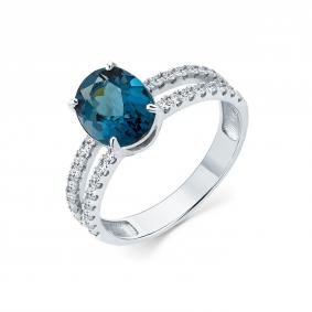 Кольцо из белого золота Мастер Бриллиант 05M1-209338-00-10 с бриллиантом и Лондон топазом 05M1-209338-00-10 фото