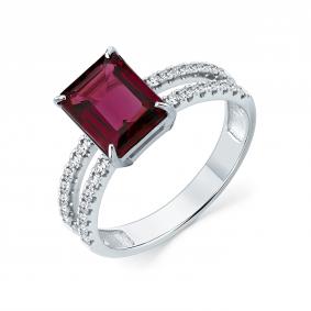 Кольцо из белого золота Мастер Бриллиант 05M1-209338-00-33 с бриллиантом и родолитом 05M1-209338-00-33 фото