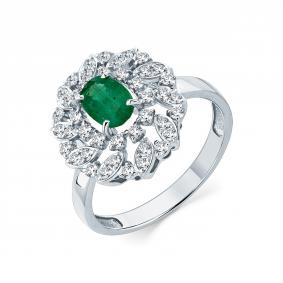 Кольцо из белого золота Мастер Бриллиант 05M1-209340-00-01 с бриллиантом и изумрудом 05M1-209340-00-01 фото