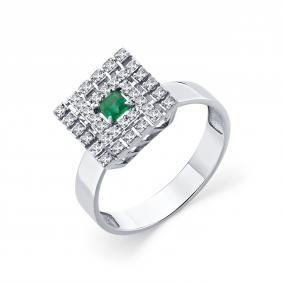 Кольцо из белого золота Мастер Бриллиант 05M1-209341-00-01 с бриллиантом и изумрудом 05M1-209341-00-01 фото