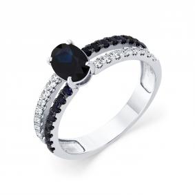 Кольцо из белого золота Мастер Бриллиант 05M1-209342-01-02 с бриллиантом и сапфиром 05M1-209342-01-02 фото
