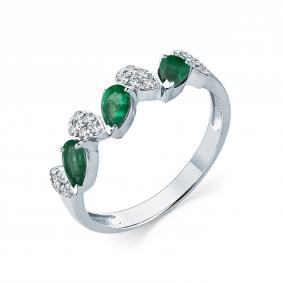 Кольцо из белого золота Мастер Бриллиант 05M1-209363-00-01 с бриллиантом и изумрудом 05M1-209363-00-01 фото