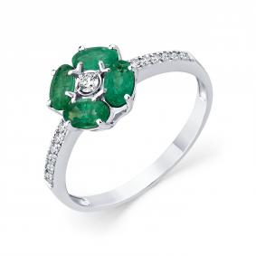 Кольцо из белого золота Мастер Бриллиант 05M1-209366-00-01 с бриллиантом и изумрудом 05M1-209366-00-01 фото
