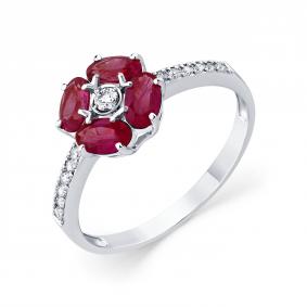 Кольцо из белого золота Мастер Бриллиант 05M1-209366-00-03 с бриллиантом и рубином 05M1-209366-00-03 фото