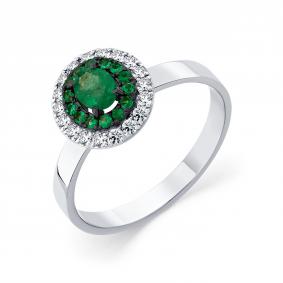 Кольцо из белого золота Мастер Бриллиант 05M1-209368-00-01 с бриллиантом и изумрудом 05M1-209368-00-01 фото