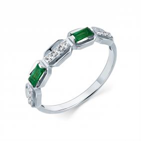 Кольцо из белого золота Мастер Бриллиант 05M1-209369-00-01 с бриллиантом и изумрудом 05M1-209369-00-01 фото