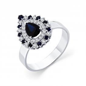 Кольцо из белого золота Мастер Бриллиант 05M1-209370-00-55 с бриллиантом и сапфиром 05M1-209370-00-55 фото