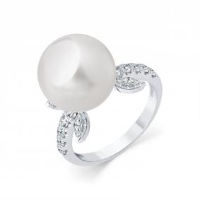 Кольцо из белого золота Мастер Бриллиант 05M1-209385-00-21 с бриллиантом и жемчугом 05M1-209385-00-21 фото