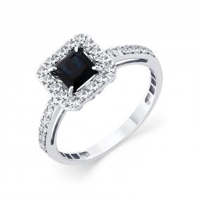 Кольцо из белого золота Мастер Бриллиант 05M1-209395-00-02 с бриллиантом и сапфиром 05M1-209395-00-02 фото