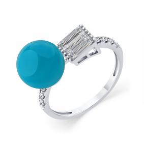 Кольцо из белого золота Мастер Бриллиант 05M1-209402-00-38 с бриллиантом и бирюзой 05M1-209402-00-38 фото