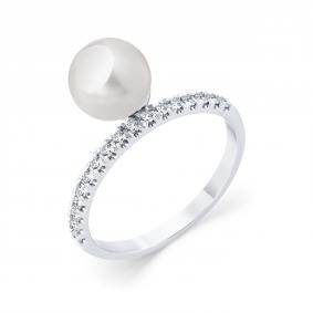 Кольцо из белого золота Мастер Бриллиант 05M1-209406-00-28 с бриллиантом и жемчугом 05M1-209406-00-28 фото