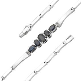 Браслет из белого золота Мастер Бриллиант 05M10-164-02 с бриллиантом и сапфиром 05M10-164-02 фото