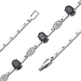 Браслет из белого золота Мастер Бриллиант 05M10-172-02 с бриллиантом и сапфиром 05M10-172-02 фото