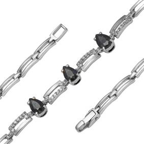 Браслет из белого золота Мастер Бриллиант 05M10-176-02 с бриллиантом и сапфиром 05M10-176-02 фото