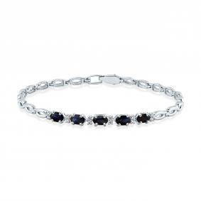 Браслет из белого золота Мастер Бриллиант 05M10-220024-01-02 с бриллиантом и сапфиром 05M10-220024-01-02 фото