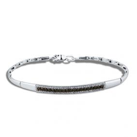 Браслет из белого золота Мастер Бриллиант 05M10-220347-01-55 с бриллиантом и чёрным бриллиантом 05M10-220347-01-55 фото