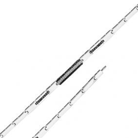 Браслет из белого золота Мастер Бриллиант 05M10-220353-00-55 с бриллиантом и чёрным бриллиантом 05M10-220353-00-55 фото