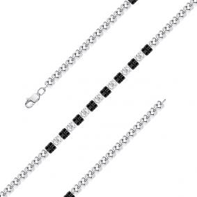 Браслет из белого золота Мастер Бриллиант 05M10-220357-70-55 с бриллиантом и чёрным бриллиантом 05M10-220357-70-55 фото