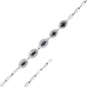 Браслет из белого золота Мастер Бриллиант 05M10-220363-01-02 с бриллиантом и сапфиром 05M10-220363-01-02 фото