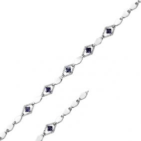 Браслет из белого золота Мастер Бриллиант 05M10-220368-70-02 с бриллиантом и сапфиром 05M10-220368-70-02 фото